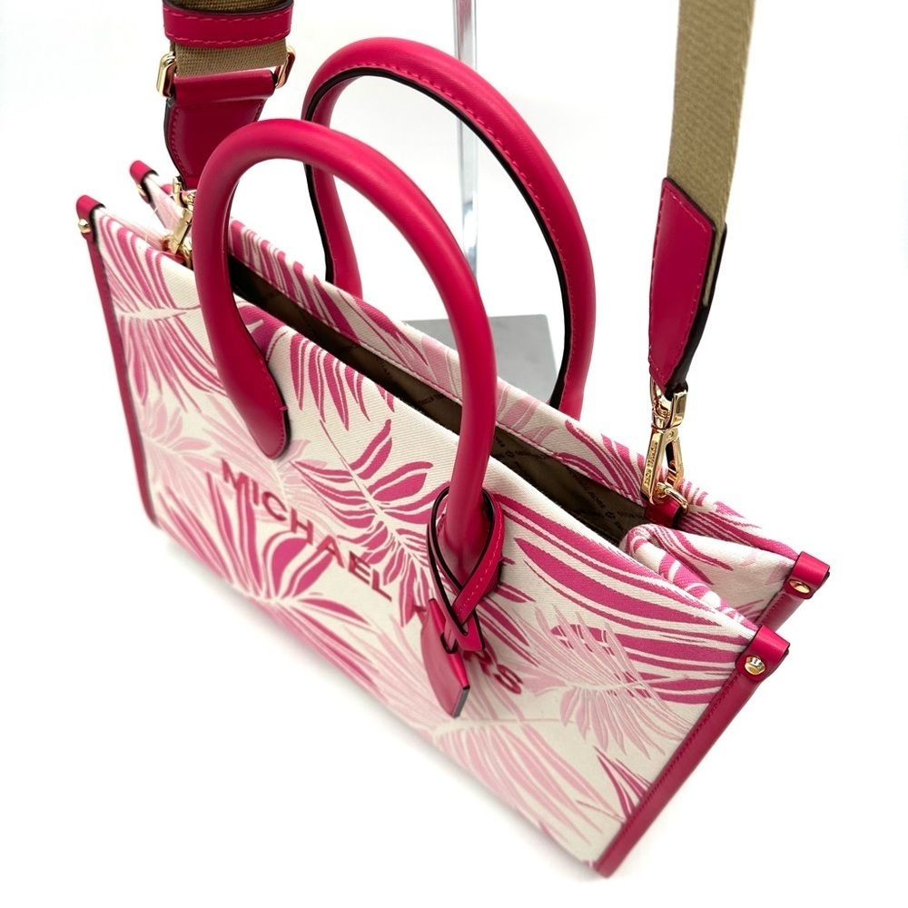 Michael Kors Medium Mirella Tote Bag Electric Pink Multi Leather - Picture 7 of 11